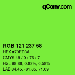 Color code: RGB 121 237 58 | qconv.com