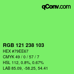 Color code: RGB 121 238 103 | qconv.com