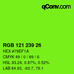 Color code: RGB 121 239 26 | qconv.com