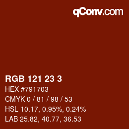 Color code: RGB 121 23 3 | qconv.com