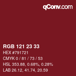 Color code: RGB 121 23 33 | qconv.com