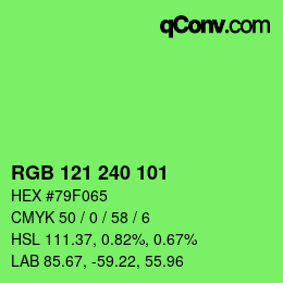 颜色代码: RGB 121 240 101 | qconv.com