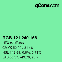 Color code: RGB 121 240 166 | qconv.com