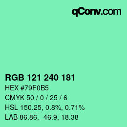 Color code: RGB 121 240 181 | qconv.com