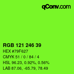Color code: RGB 121 246 39 | qconv.com