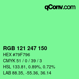 Farbcode: RGB 121 247 150 | qconv.com