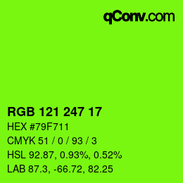Color code: RGB 121 247 17 | qconv.com