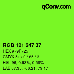 Color code: RGB 121 247 37 | qconv.com