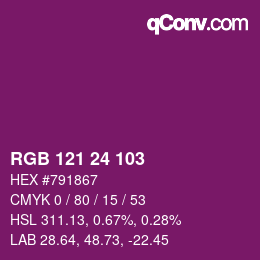 Color code: RGB 121 24 103 | qconv.com
