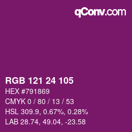 Color code: RGB 121 24 105 | qconv.com