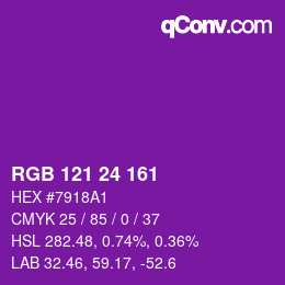 カラーコード: RGB 121 24 161 | qconv.com