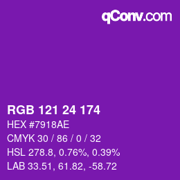 Color code: RGB 121 24 174 | qconv.com