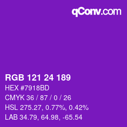 Color code: RGB 121 24 189 | qconv.com