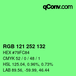 Color code: RGB 121 252 132 | qconv.com