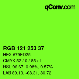 カラーコード: RGB 121 253 37 | qconv.com