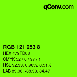 颜色代码: RGB 121 253 8 | qconv.com