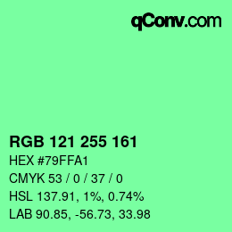 Color code: RGB 121 255 161 | qconv.com
