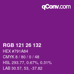 カラーコード: RGB 121 26 132 | qconv.com