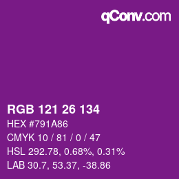 Color code: RGB 121 26 134 | qconv.com