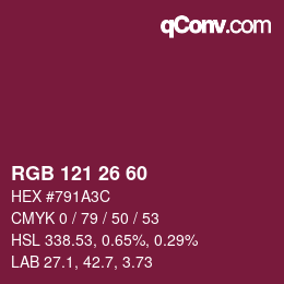 カラーコード: RGB 121 26 60 | qconv.com
