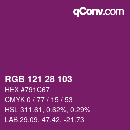Color code: RGB 121 28 103 | qconv.com