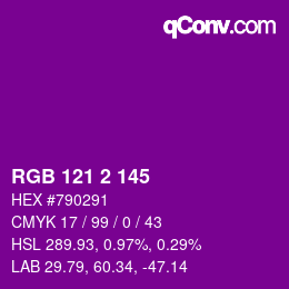 Color code: RGB 121 2 145 | qconv.com
