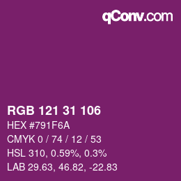 Color code: RGB 121 31 106 | qconv.com