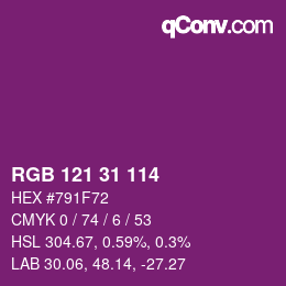 Color code: RGB 121 31 114 | qconv.com