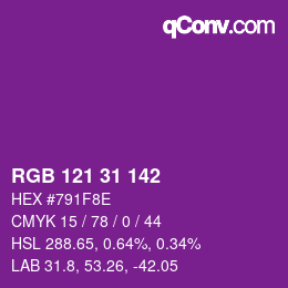 Color code: RGB 121 31 142 | qconv.com