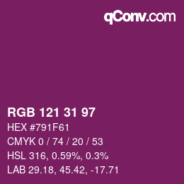 Color code: RGB 121 31 97 | qconv.com