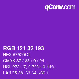カラーコード: RGB 121 32 193 | qconv.com