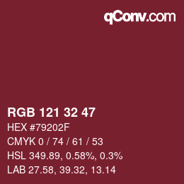 Color code: RGB 121 32 47 | qconv.com