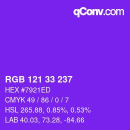 Color code: RGB 121 33 237 | qconv.com