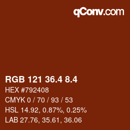 カラーコード: RGB 121 36.4 8.4 | qconv.com