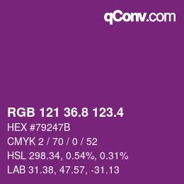 カラーコード: RGB 121 36.8 123.4 | qconv.com