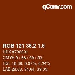 カラーコード: RGB 121 38.2 1.6 | qconv.com