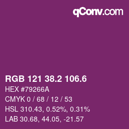 カラーコード: RGB 121 38.2 106.6 | qconv.com