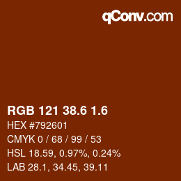 カラーコード: RGB 121 38.6 1.6 | qconv.com
