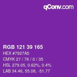颜色代码: RGB 121 39 165 | qconv.com