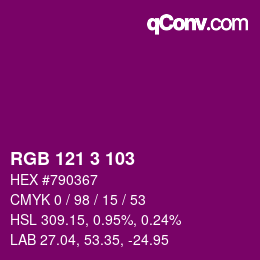 カラーコード: RGB 121 3 103 | qconv.com