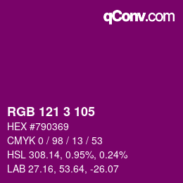 Color code: RGB 121 3 105 | qconv.com