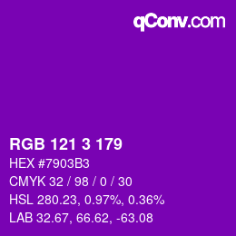 Color code: RGB 121 3 179 | qconv.com