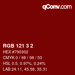 Color code: RGB 121 3 2 | qconv.com