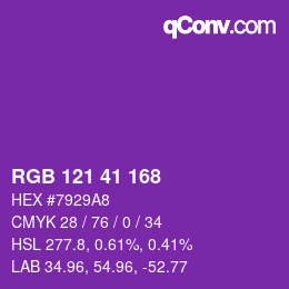 Color code: RGB 121 41 168 | qconv.com