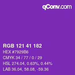 カラーコード: RGB 121 41 182 | qconv.com