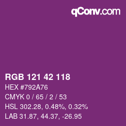 Color code: RGB 121 42 118 | qconv.com