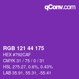 颜色代码: RGB 121 44 175 | qconv.com
