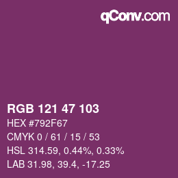 Color code: RGB 121 47 103 | qconv.com