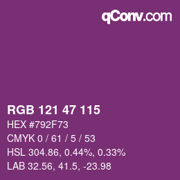 Color code: RGB 121 47 115 | qconv.com