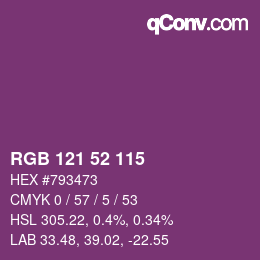 カラーコード: RGB 121 52 115 | qconv.com